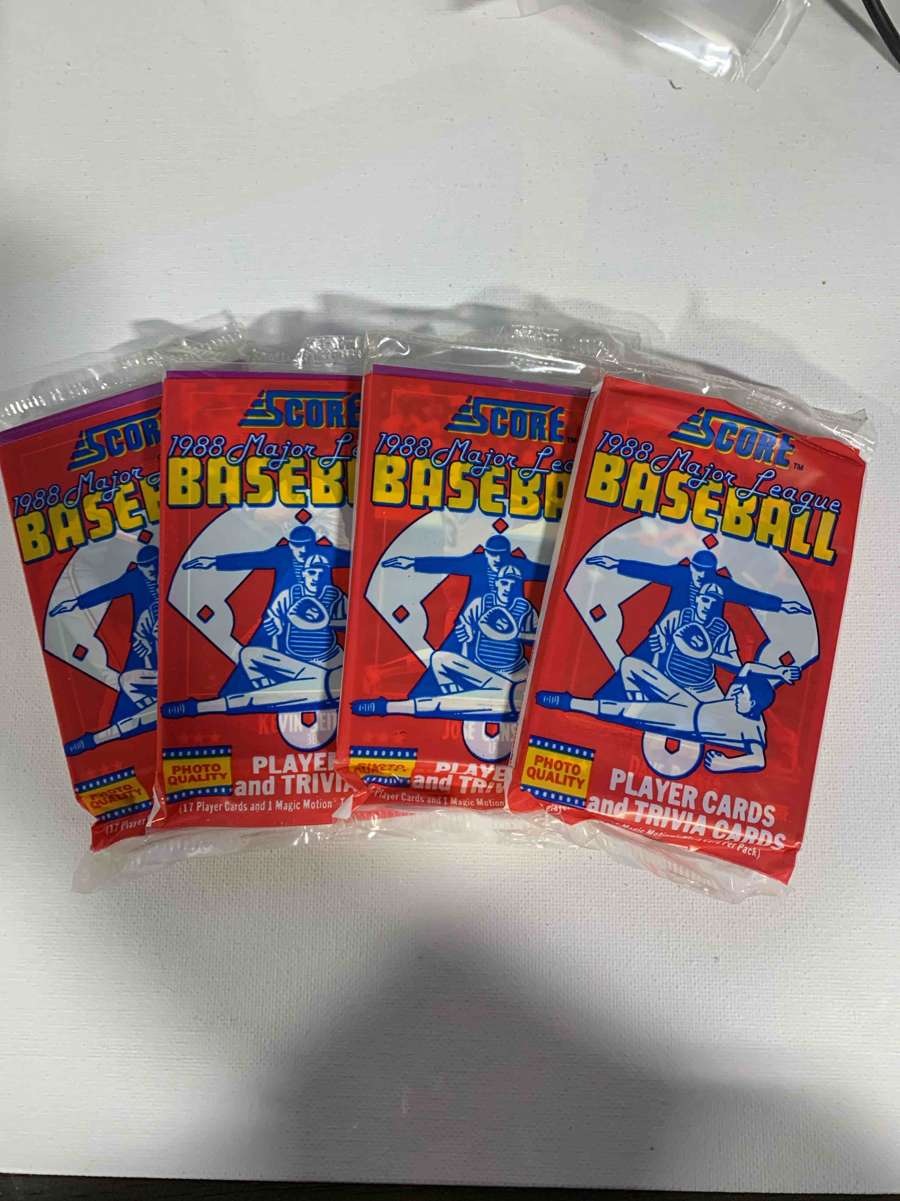 1989 Score Wax Packs Major League Baseball Cards 4 Factory Sealed Packs
