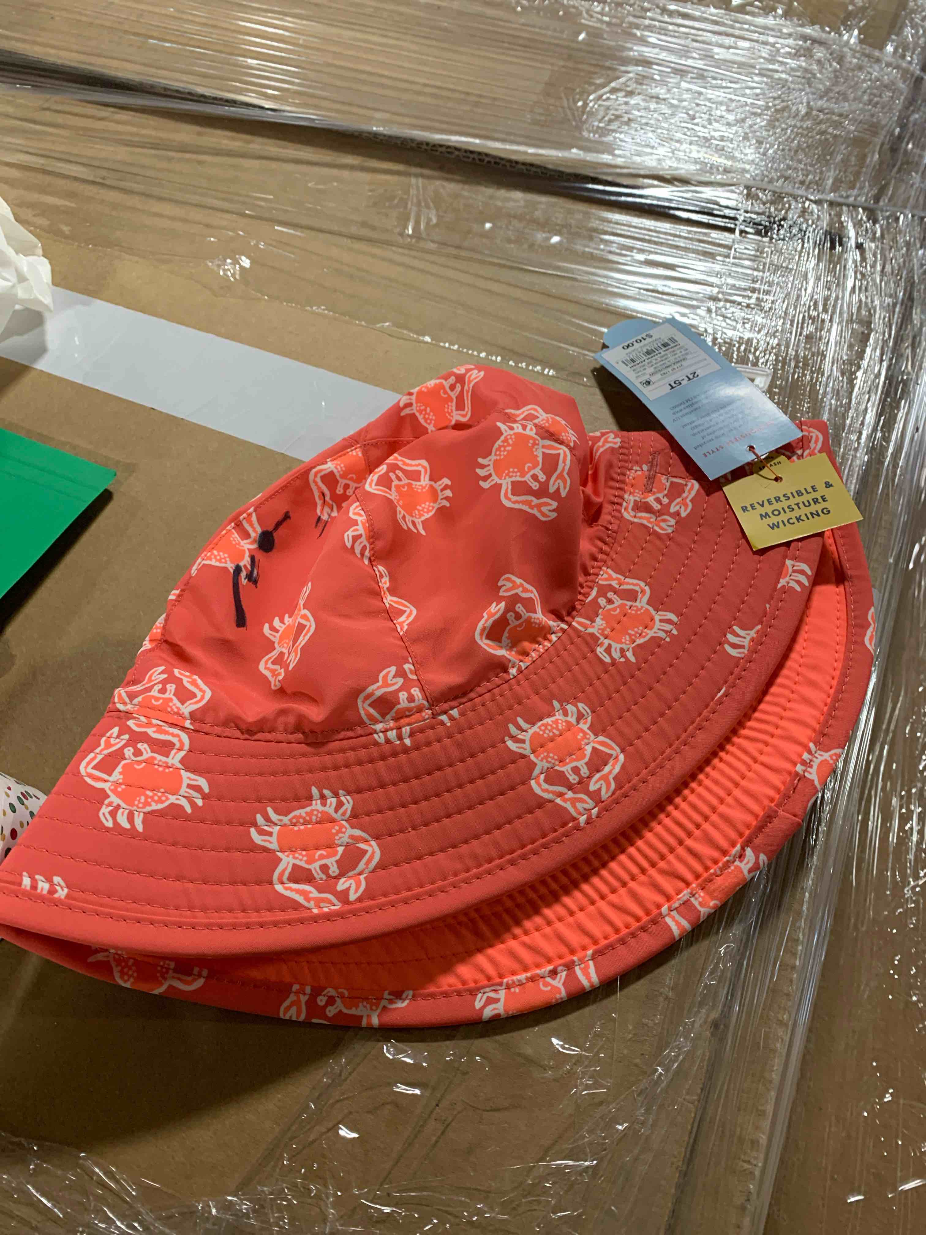 Toddler Boys' Reversible Crab Swim Hat - Cat & Jack™ Orange 2T-5T: UPF 50+ Bucket Hat, Lightweight Woven Fabric