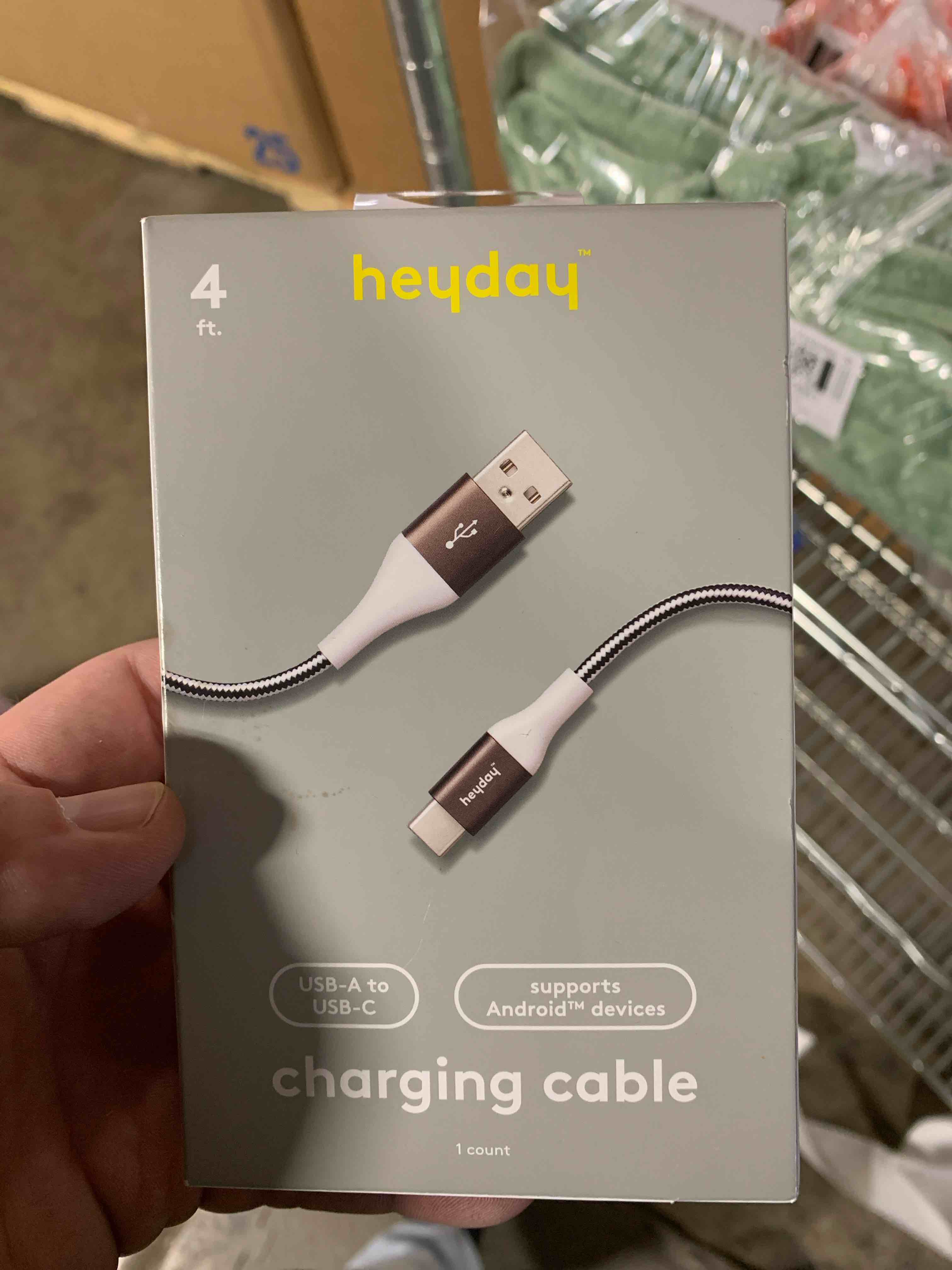 4' USB-C to USB-A Braided Cable - heyday™ Black/White/Gunmetal