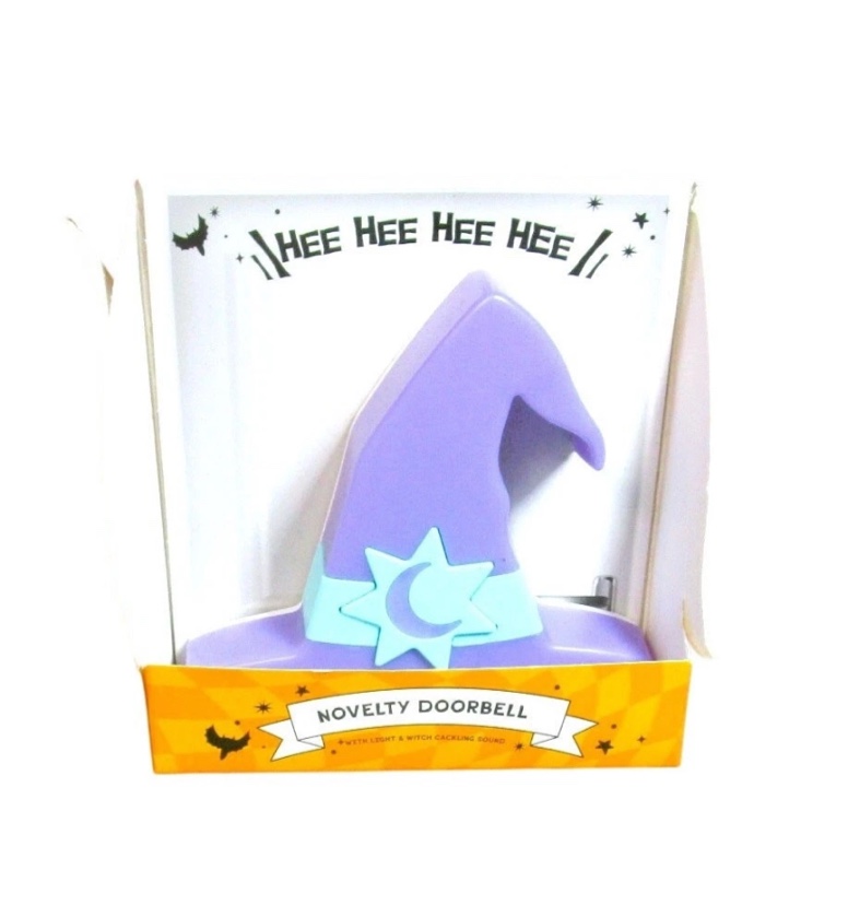 Vivitar Novelty Doorbell Witch Hat Purple Battery Lights and Cackling Sounds