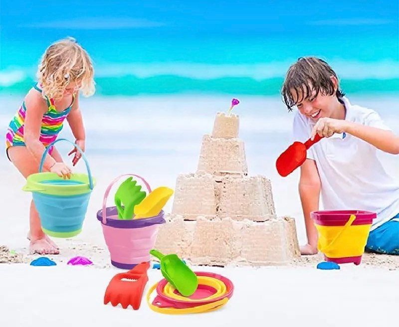 JOY Beach Buckets and Shovels Fun for Everyone (Set of 5)