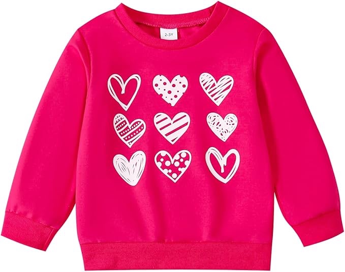 ADXSUN Little Girl/Boy Valentines Day Outfit I Love You Alphabet Sweatshirt Kids Pullover Tops 2-9T
