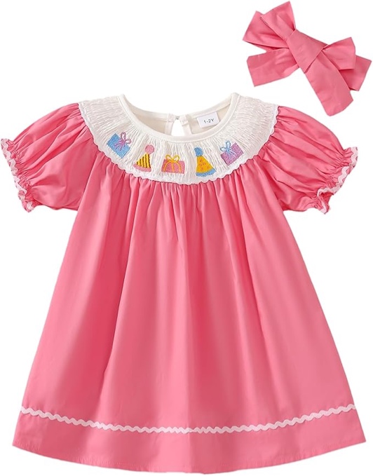 Tinypainter Little Girl Birthday Outfit Cute Embroidery Birthday Dress 1-7 Year Old Girls Birthday Gift