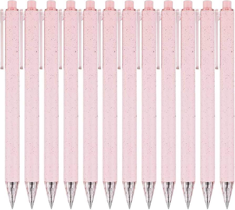 Jinja Brands Pink Gel Cute Pens - 0.5mm Fine Point, Colorful & Fun, Smooth Writing, Perfect for School & Office Supplies, Pack of 12