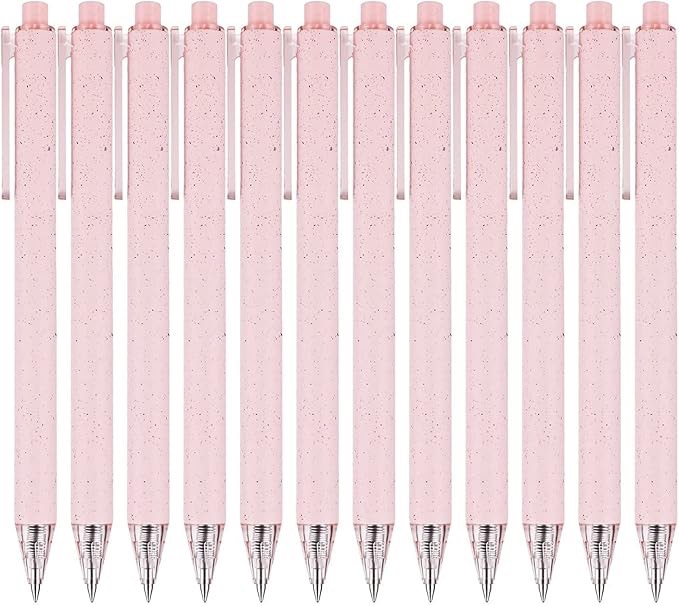 JINJA BRANDS 12-Pack of Adorable Cute Pink Ballpoint Gel Pens with Black Ink — The Perfect Writing Accessory for Note Taking Writing Journaling and Adding a Touch of Style to Your Tasks (Pink)