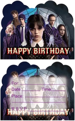LOVSTAY 20 Pieces Wednesday Addams Birthday Invitations — Party Supplies Decoration (20 Pieces)