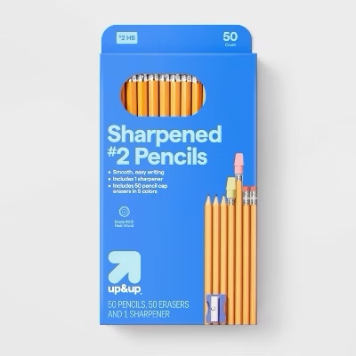50ct Wood Pencil Eraser and Sharpener Kit Bulk - up&up™