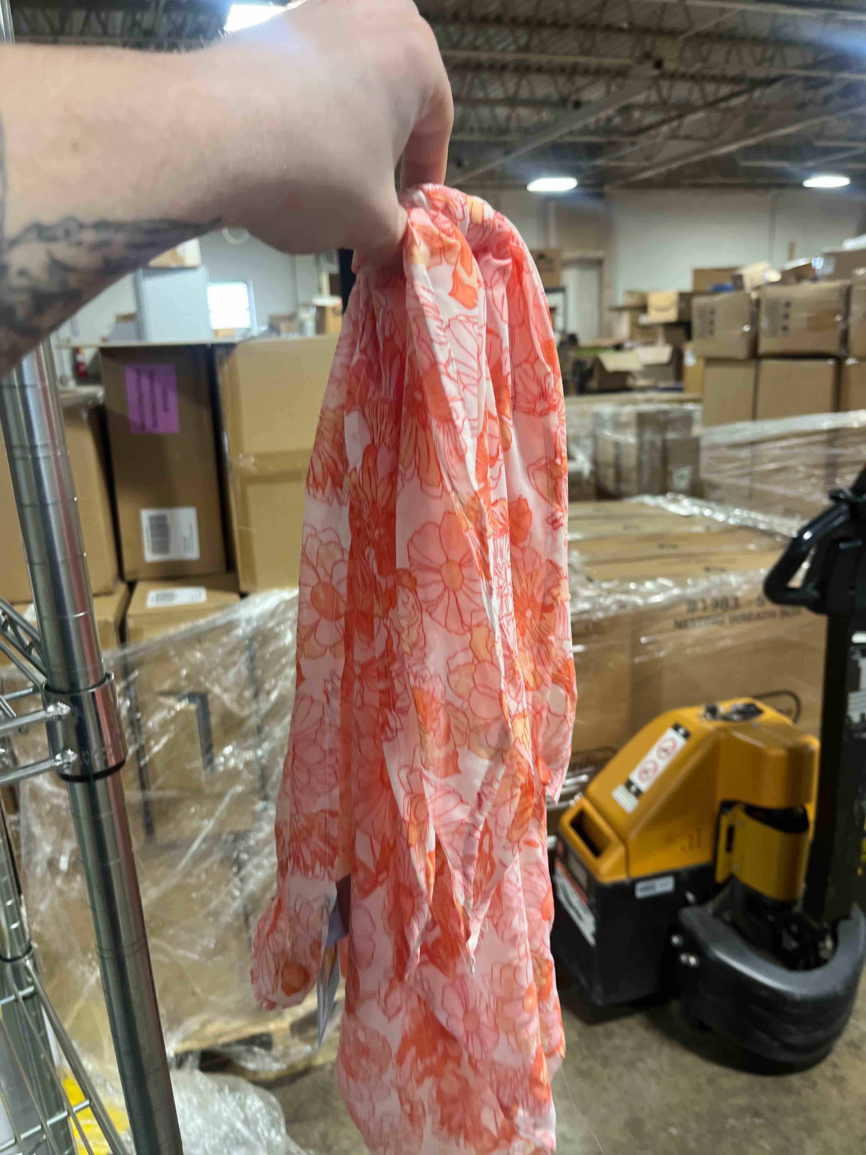 Women's Floral Print Cover Up Sarong - Shade & Shore™ Pink XL: Recycled Polyester, Side Tie, Sheer Chiffon, Botanical Pattern