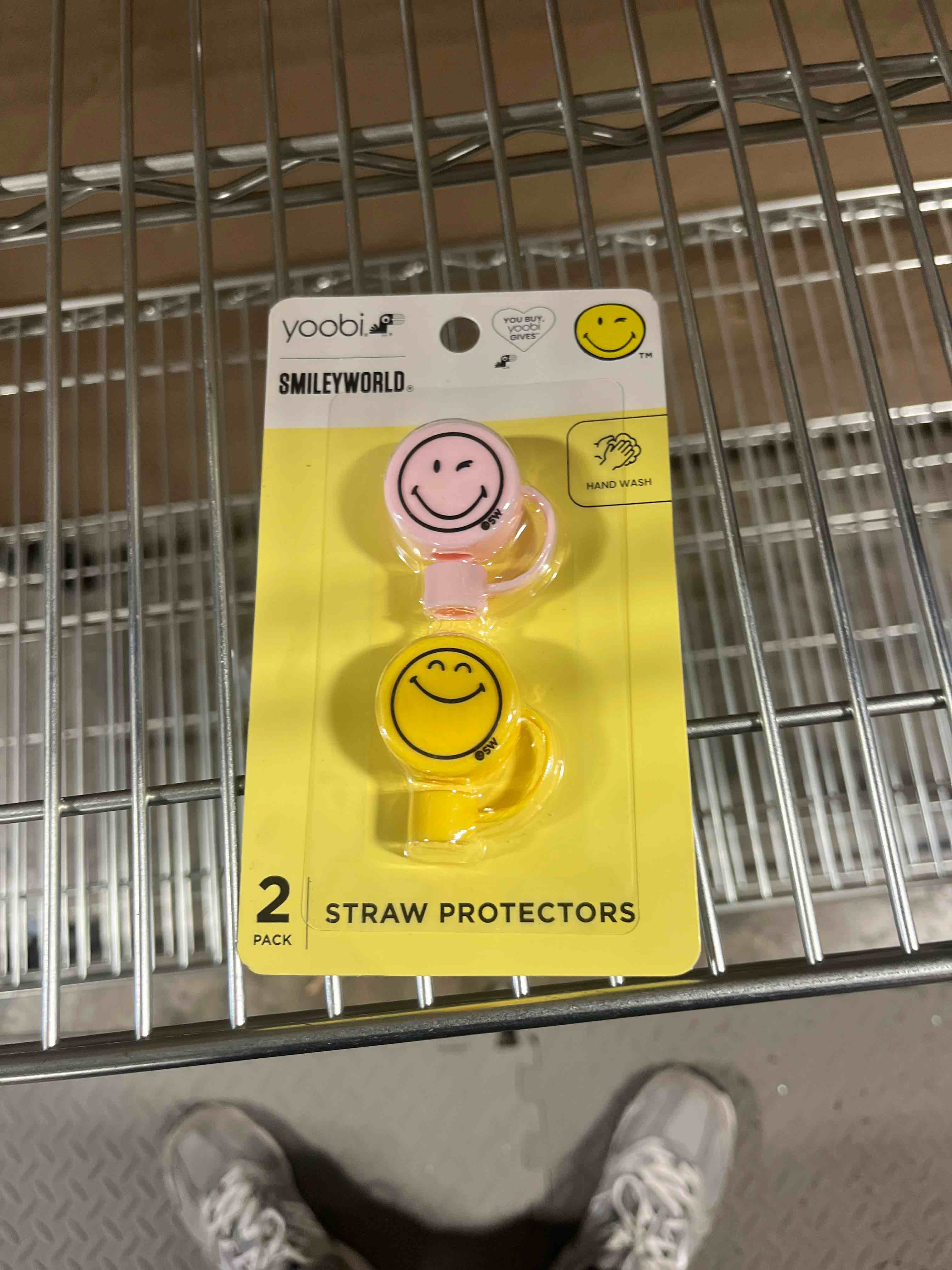 Yoobi SmileyWorld 2pk Straw Protector Pink/Yellow Smiley, School Supplies