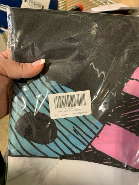 Condition photo showing New/Like New for Jack Skellington Sally Banner Nightmare Before Christmas Halloween Decorations Door Cover Xmas Porch Door Sign Welcome Banner for Indoor Outdoor Wall Home