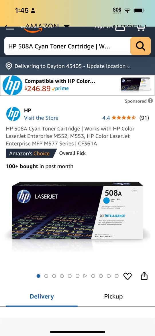 HP 508A Cyan Toner Cartridge | Works with HP Color LaserJet Enterprise M552, M553, HP Color LaserJet Enterprise MFP M577 Series | CF361A