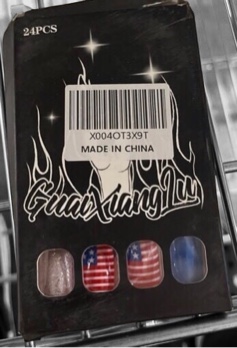 24Pcs 4th of July Press on Nails Short Square Blue Red Fake Nails Independence Day American Flag Nails Designs Glitter Silver False Nails Patriotic Acrylic Glue on Nails Star Stick on Nails for Women