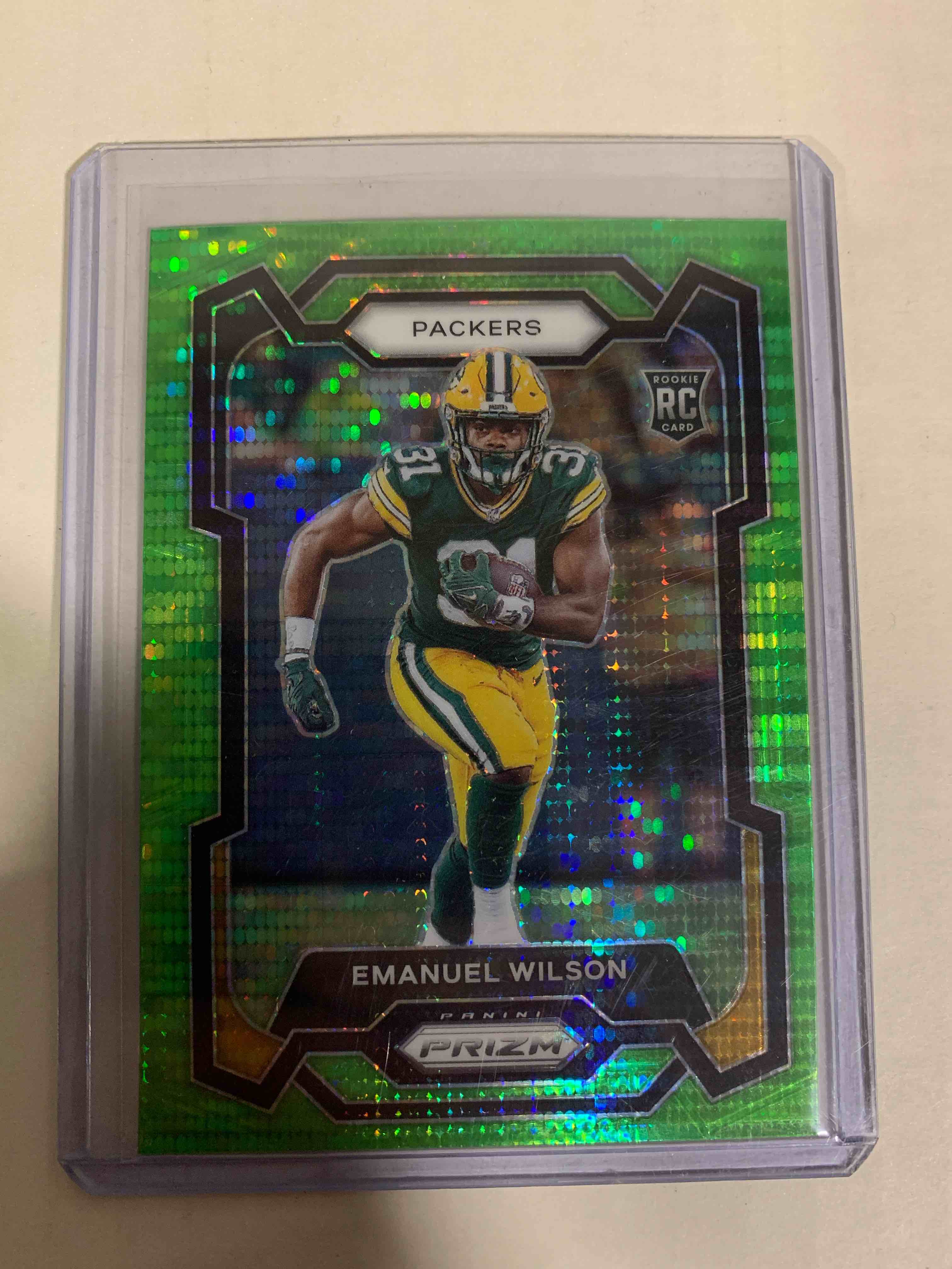 2023 Panini Prizm - Rookies Neon Green Pulsar Prizm #335 Emanuel Wilson (RC)