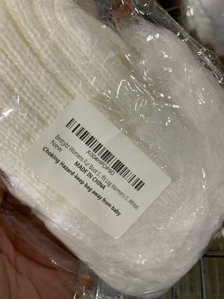 Condition photo showing New/Like New for Bestjybt Womens Fur Boot Socks Knitted Boot Cuffs Leg Warmers White 1