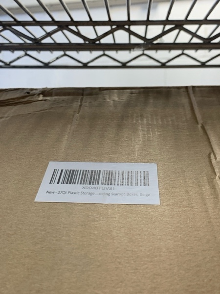 Condition photo showing New/Like New for 4 Tier Stackable Storage Bins with Lids, 28Qt Plastic Storage Containers with Magnetic Doors & Wheels, Convenient Storage Bins Closet Organizers, Household Organization for Home, Party, Office, Dorm White 28Qt 4-Tier