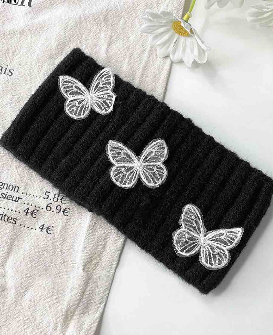 Condition photo showing New/Like New for JENSVOIR Headband for Women, Black Butterfly 20cm Elastic Winter Hair Band, Fashion Stylish Hairband
