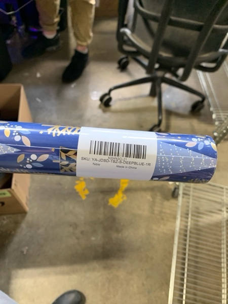 Condition photo showing New/Like New for Yarcony Reversible Christmas Wrapping Paper, Blue Wrapping Paper for Men, Modern Navy Blue Christmas Tree, Polka Dot Theme Holiday Gift Wrap for Party, Celebrations (Mini Roll, 17 Inch X 33 Feet) 17 Inch X 33 Feet Navy Blue Christmas Tree