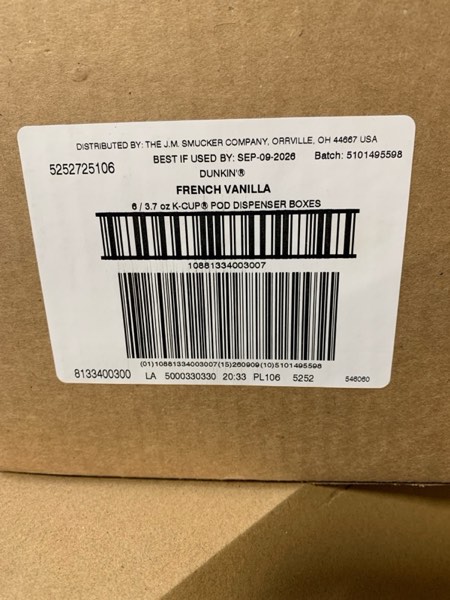 Condition photo showing New/Like New for Dunkin’ French Vanilla Artificially Flavored Coffee  Keurig K Cup Pods 