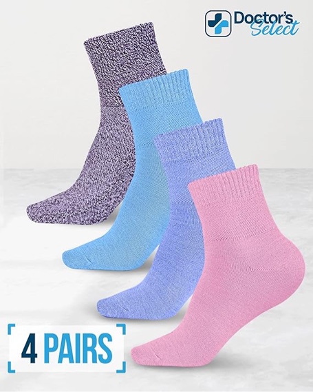 Doctor's Select Viscose Diabetic Ankle Socks for Men, Moisture-Wicking, Non Binding, Wide Top, Low Cut Diabetic Socks