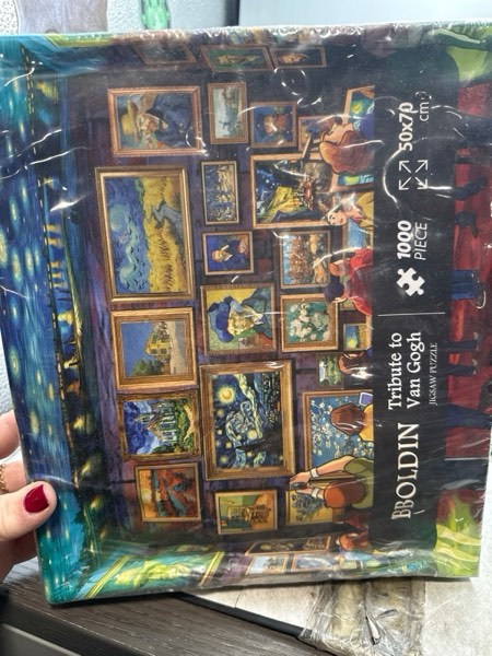 Condition photo showing As Is for Van Gogh Puzzle 1000 Piece Puzzles for Adults, Art Painting Jigsaw Puzzles Starry Night Puzzle, Sunflower Iris Challenging Puzzles for Adults as Family Game Home Decor