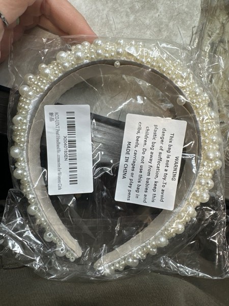 Condition photo showing New/Like New for Pearl Headband for Women, White Faux Pearl Hairband Bridal Head band, Padded Headband Wedding Hair Accessories for Women Girls