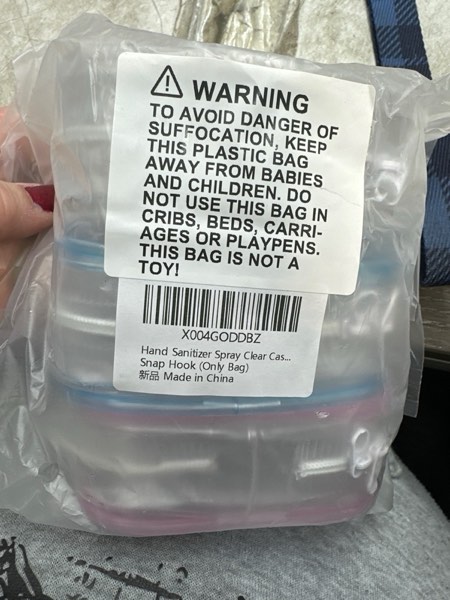 Condition photo showing New/Like New for Hand Sanitizer Spray Clear Case for touchland 1FL OZ/30ml, 3 Pack Blind Box Keychain, Figures Display Bag, Zippered Pouch, Mini Makeup Bag, with Keychain Snap Hook (Pink & Blue & Clear)