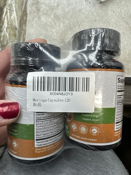 Condition photo showing New/Like New for 2 Pack Moringa Capsules 10-in-1 Superfood Supplement – Turmeric Curcumin, Bromelain & Black Pepper – Antioxidant, Energy & Skin Support – Vegan, Non-GMO 120 Count (Pack of 1)