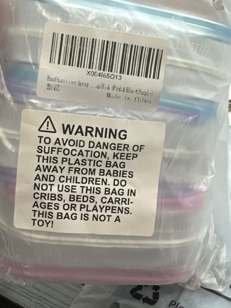 Condition photo showing New/Like New for Hand Sanitizer Spray Clear Case for 1FL OZ/30ml, 3 Pack Hand Sanitizer Holder Zippered Pouch, Mini Clear Makeup Bag, Figures Display Bag, with Keychain Snap Hook (Pink & Blue & Purple)