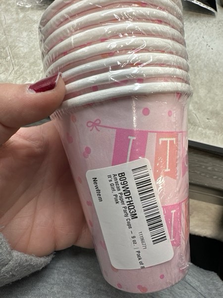 Condition photo showing New/Like New for Amscan Paper Party Cups - 9 oz. | Pack of 8, It's Girl, Pink It's Girl Pink