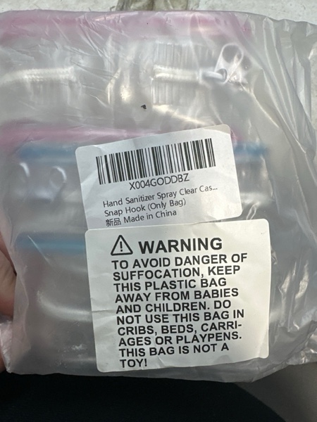 Condition photo showing New/Like New for Hand Sanitizer Spray Clear Case for touchland 1FL OZ/30ml, 3 Pack Blind Box Keychain, Figures Display Bag, Zippered Pouch, Mini Makeup Bag, with Keychain Snap Hook (Pink & Blue & Clear)