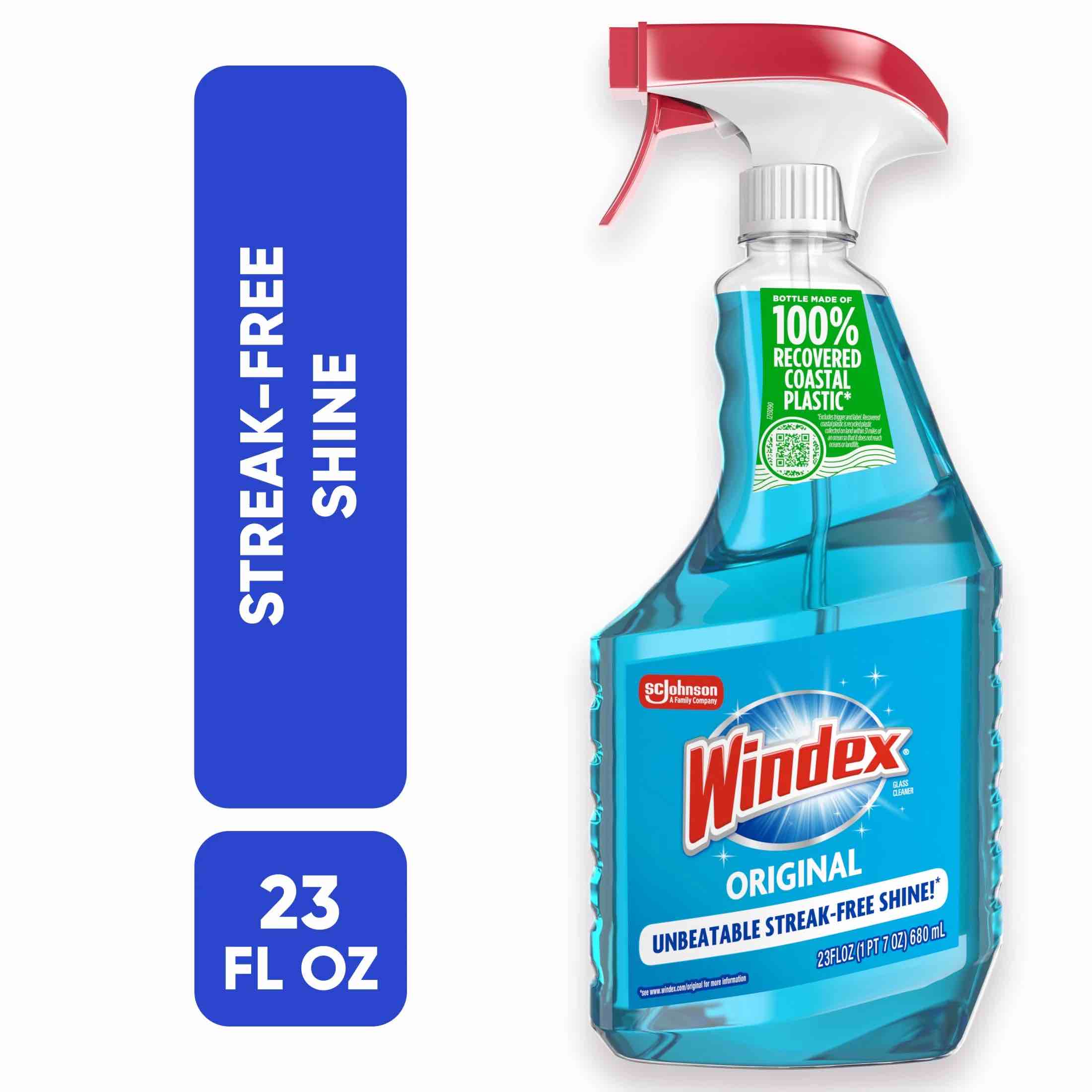 Windex® Glass Cleaner, Original Blue, Streak-Free Shine, 23 fl oz Spray Bottle