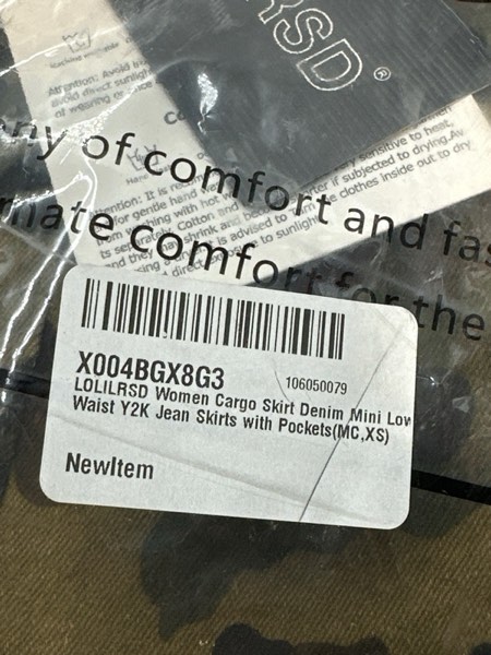 Condition photo showing As Is for Women Cargo Skirt Denim Mini Low Waist Y2K Jean Skirts with Pockets X-Small Camo Multicolor