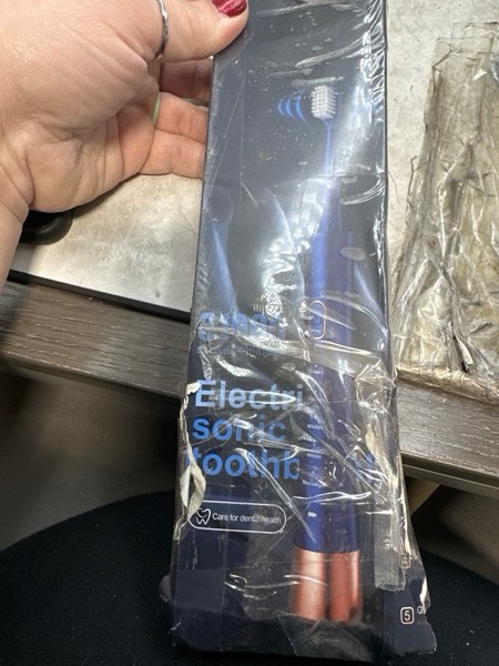 Condition photo showing New/Like New for IPX7 Waterproof Sonicare Electric Toothbrush, 2-Hour Fast Charge with Intelligent Time Reminder, 5 Modes, 8 Brush Heads, Travel, Indoor, Outdoor, Blue