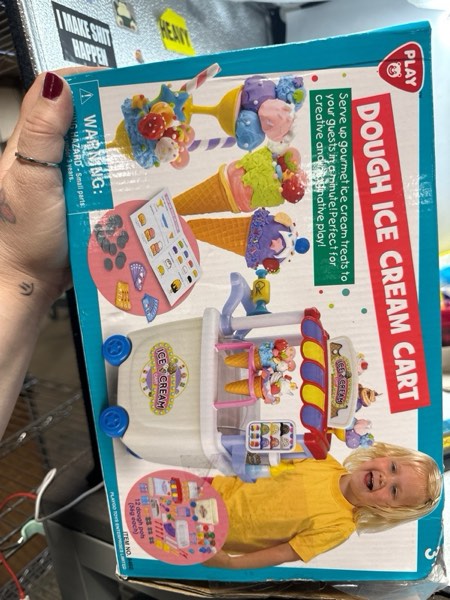 Condition photo showing New/Like New for PLAY Ice Cream Cart Toys for Kids - Color Dough Sets for Kids Ages 4-8 with 12 Cans, Pretend Play Toy Ice Cream Shop Counter Playset for Girls Boys Gifts