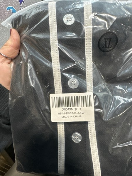 Condition photo showing New/Like New for (X-Large) YWIES Mens Button Down Plain Baseball Jersey, Blank Softball Team Uniform, Hip Hop Hipster Short Sleeve Active Shirts X-Large Black