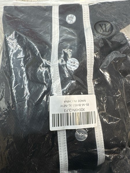 Condition photo showing New/Like New for (X-Large) YWIES Mens Button Down Plain Baseball Jersey, Blank Softball Team Uniform, Hip Hop Hipster Short Sleeve Active Shirts X-Large Black