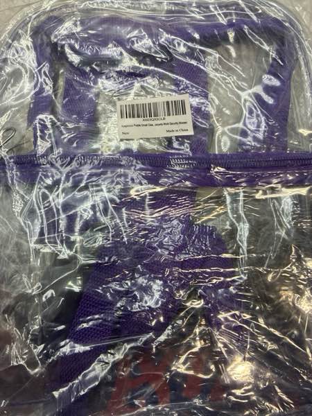 Condition photo showing New/Like New for Keepcross Purple Small Mini Clear Backpack for Girls Kids - Cute Plastic Clear Bag Stadium Approved Great for Festival Sport Events Concerts Beach Travel