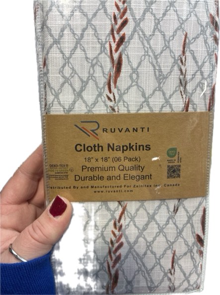 Condition photo showing New/Like New for RUVANTI Cloth Napkins — Set of 6 Cotton 100%, 18x18 Inches Napkins Cloth Washable, Soft, Absorbent — Cotton Napkins for Parties, Christmas, Thanksgiving, Weddings, Dinner Napkins Cloth - Wheatable (18" x 18", Set of 6)