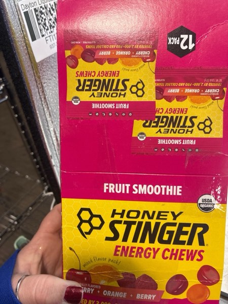 Condition photo showing New/Like New for Honey Stinger Organic Fruit Smoothie Energy Chew, Gluten Free & Caffeine Free, for Exercise, Running and Performance, Sports Nutrition for Home & Gym, Pre and Mid Workout, 12 Pack, 21.6 Ounce Fruit Smoothie 1.8 Ounce (Pack of 12)