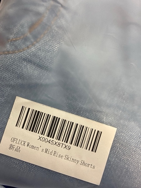 Condition photo showing New/Like New for OFLUCK Shorts for Women Mid Rise Roll Cuff Bermuda Stretch Denim Jean Shorts 2 Yw1011-light Blue