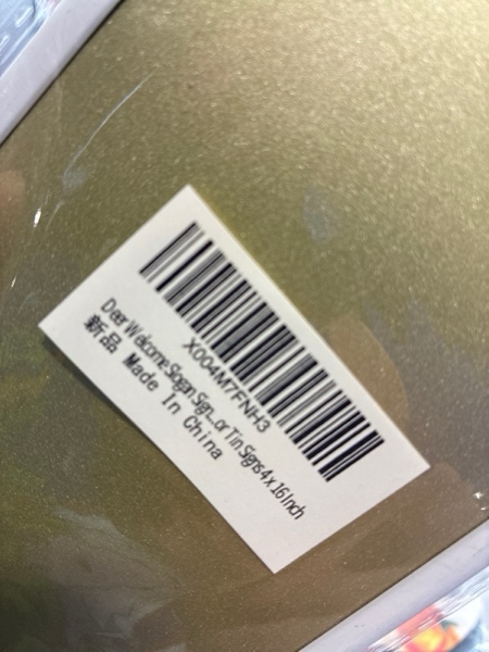 Condition photo showing New/Like New for Deer Welcome Slogan Signs for A Cabin Store Sign, Deer Black Metal Wall Art Plaque Home Decor, Outdoor Tin Signs 4 x 16 Inch V-136