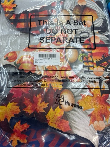 Condition photo showing New/Like New for Huwena Fall Welcome Door Sign Thanksgiving Gnome Wreaths Hanging Sign Wood Vintage Autumn Decorations Harvest Rustic Pumpkin Wall Plaque with Rope for Farmhouse Front Door(Leave Gnome Style)