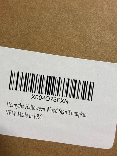 Condition photo showing New/Like New for Funny Halloween Decorations, Trumpkin Make Halloween Great Again Wood Sign for Home Table Wall Decor, Novelty Halloween Prints with Wood Frame, Halloween Tiered Tray Party Decor Supplies, 7x7 inch