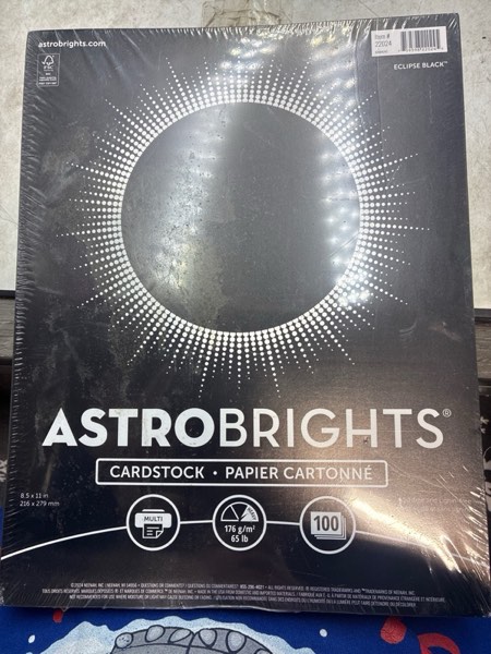 Condition photo showing New/Like New for Astrobrights Colored Cardstock  8.5  x 11   65 lb.  Eclipse Black  100 Sheets