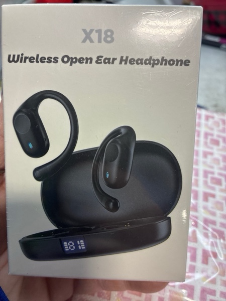 Condition photo showing New/Like New for Open Ear Headphones, Bluetooth Headphones 5.3 Sports with Smart Digital Display, 36H Playtime, IP54 Waterproof, Wireless Earbuds Lightweight Design Fit Cycling, Running, Workout (Black)