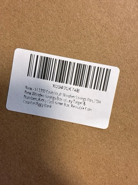 Condition photo showing New/Like New for $10000 Cash Vault Wooden Savings Box,Wooden Savings Box with Money Target & Numbers,Retro Cash Saver Box, Reusable Coin Counter Piggy Bank