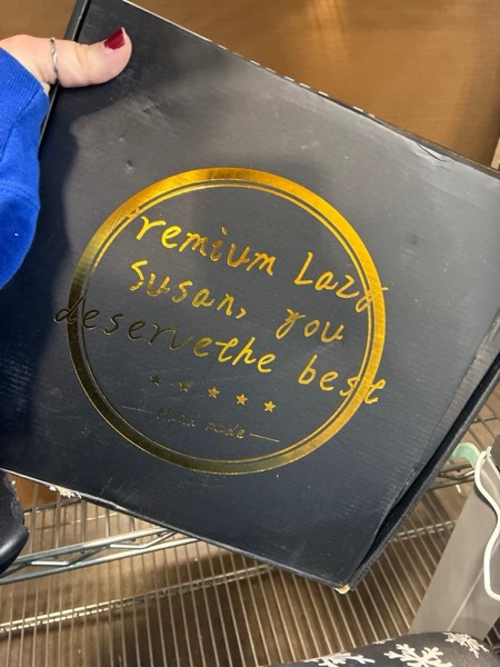 Condition photo showing New/Like New for 12" Wooden Lazy Susan Turntable for Cabinet – Round Rotating Spice Rack Organizer, White Kitchen Countertop Tray for Dining Table & Pantry Storage (White & Gold) White & Gold 12