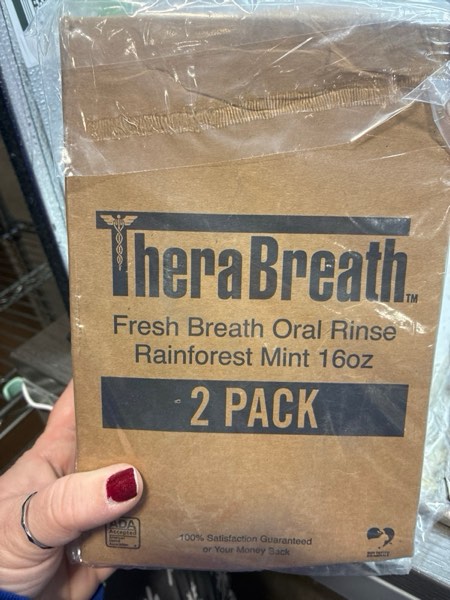 Condition photo showing New/Like New for TheraBreath Fresh Breath Mouthwash, Rainforest Mint, Alcohol-Free, 16 Fl Oz (2-Pack) Rainforest Mint 16 Fl Oz (Pack of 2)