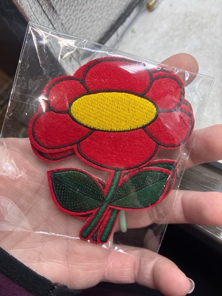 Condition photo showing New/Like New for 3 PCS Red Flower Embroidered Iron On Patches