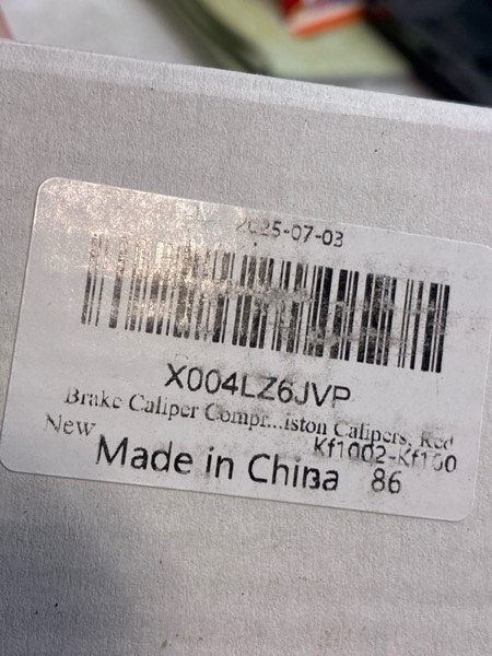 Condition photo showing New/Like New for Brake Caliper Compression Tool with 2 Brake Lubricant, 2 Brake Caliper Hooks, 5 in 1 Professional Caliper Piston Compressor Tool Brake Pad Spreader for Single/Twin/Quad Piston Calipers, Red